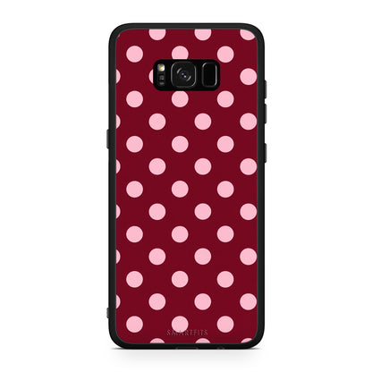 Θήκη Samsung Galaxy S8+ Pink Polka Dots on Burgundy από τη Smartfits με σχέδιο στο πίσω μέρος και μαύρο περίβλημα | Samsung Galaxy S8+ Pink Polka Dots on Burgundy case with colorful back and black bezels