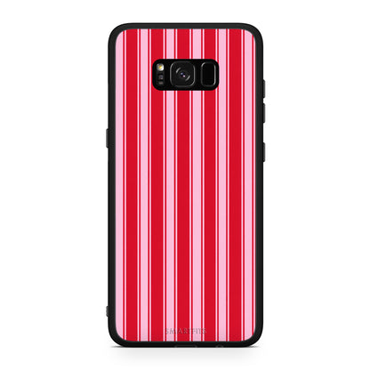 Θήκη Samsung Galaxy S8+ Red and Pink Vertical Pinstripes από τη Smartfits με σχέδιο στο πίσω μέρος και μαύρο περίβλημα | Samsung Galaxy S8+ Red and Pink Vertical Pinstripes case with colorful back and black bezels