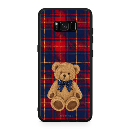 Θήκη Samsung Galaxy S8+ Teddy Bear on Red and Navy Tartan από τη Smartfits με σχέδιο στο πίσω μέρος και μαύρο περίβλημα | Samsung Galaxy S8+ Teddy Bear on Red and Navy Tartan case with colorful back and black bezels