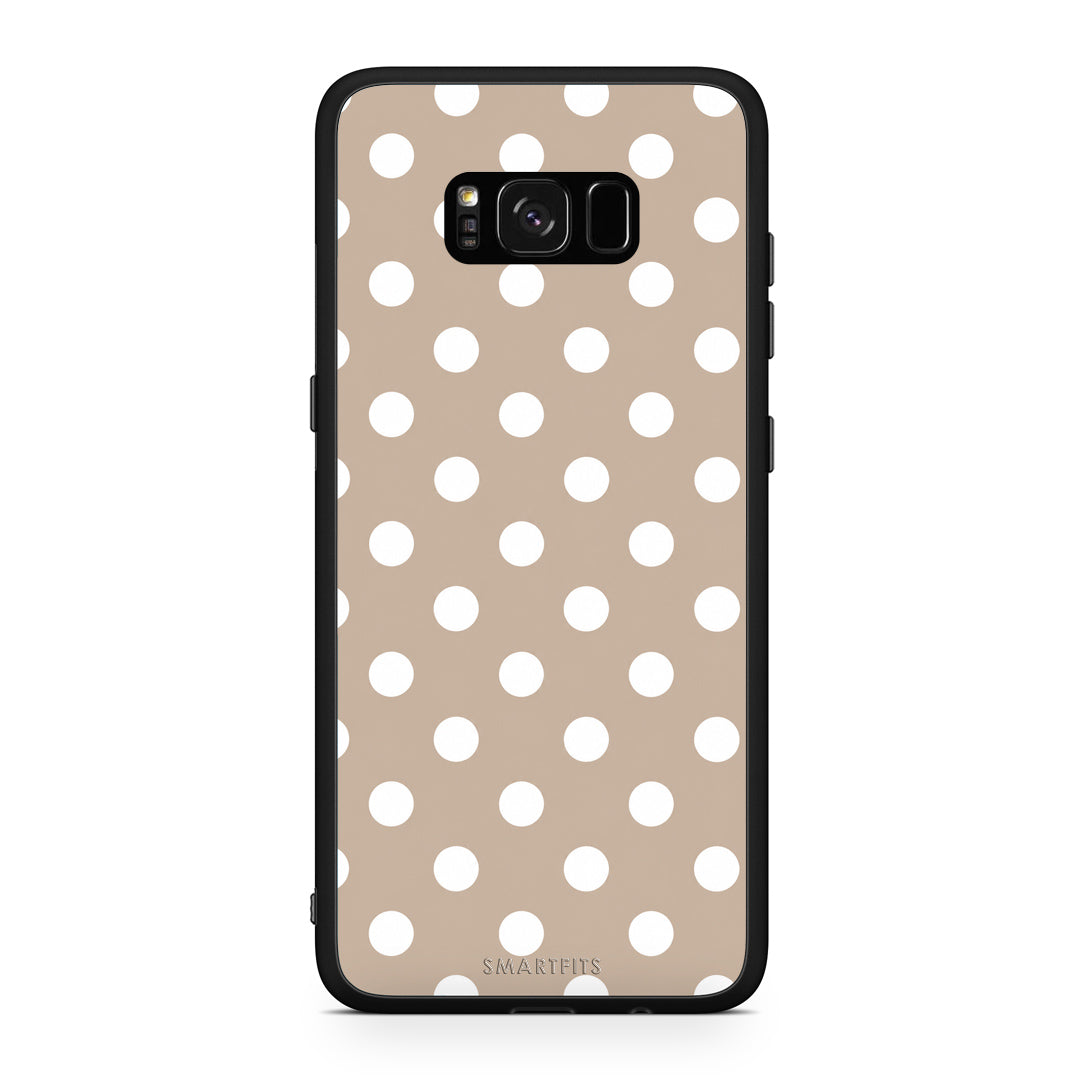 Θήκη Samsung Galaxy S8+ White Polka Dots on Taupe από τη Smartfits με σχέδιο στο πίσω μέρος και μαύρο περίβλημα | Samsung Galaxy S8+ White Polka Dots on Taupe case with colorful back and black bezels