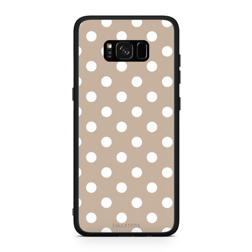 Θήκη Samsung Galaxy S8+ White Polka Dots on Taupe από τη Smartfits με σχέδιο στο πίσω μέρος και μαύρο περίβλημα | Samsung Galaxy S8+ White Polka Dots on Taupe case with colorful back and black bezels