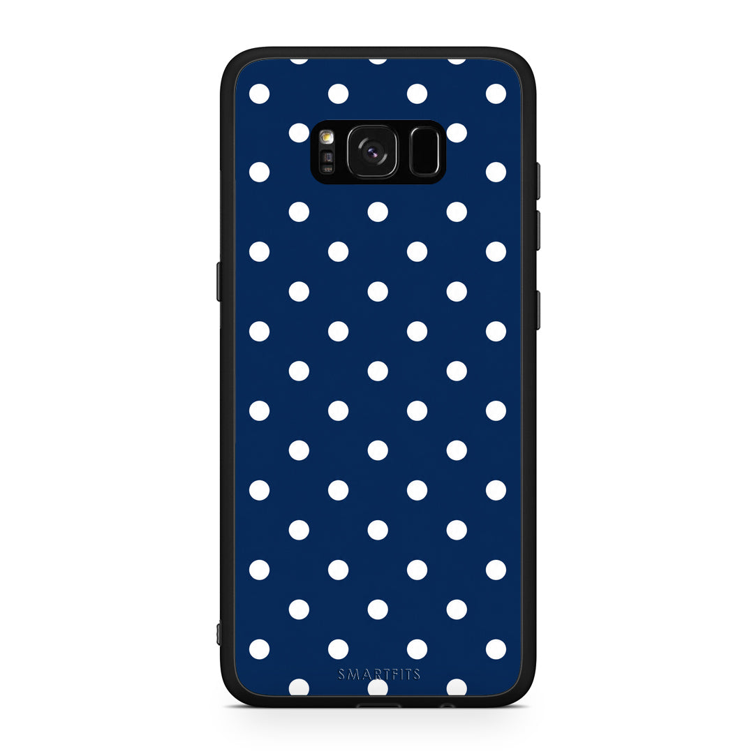 Θήκη Samsung Galaxy S8+ White Small Polka Dots on Navy από τη Smartfits με σχέδιο στο πίσω μέρος και μαύρο περίβλημα | Samsung Galaxy S8+ White Small Polka Dots on Navy case with colorful back and black bezels
