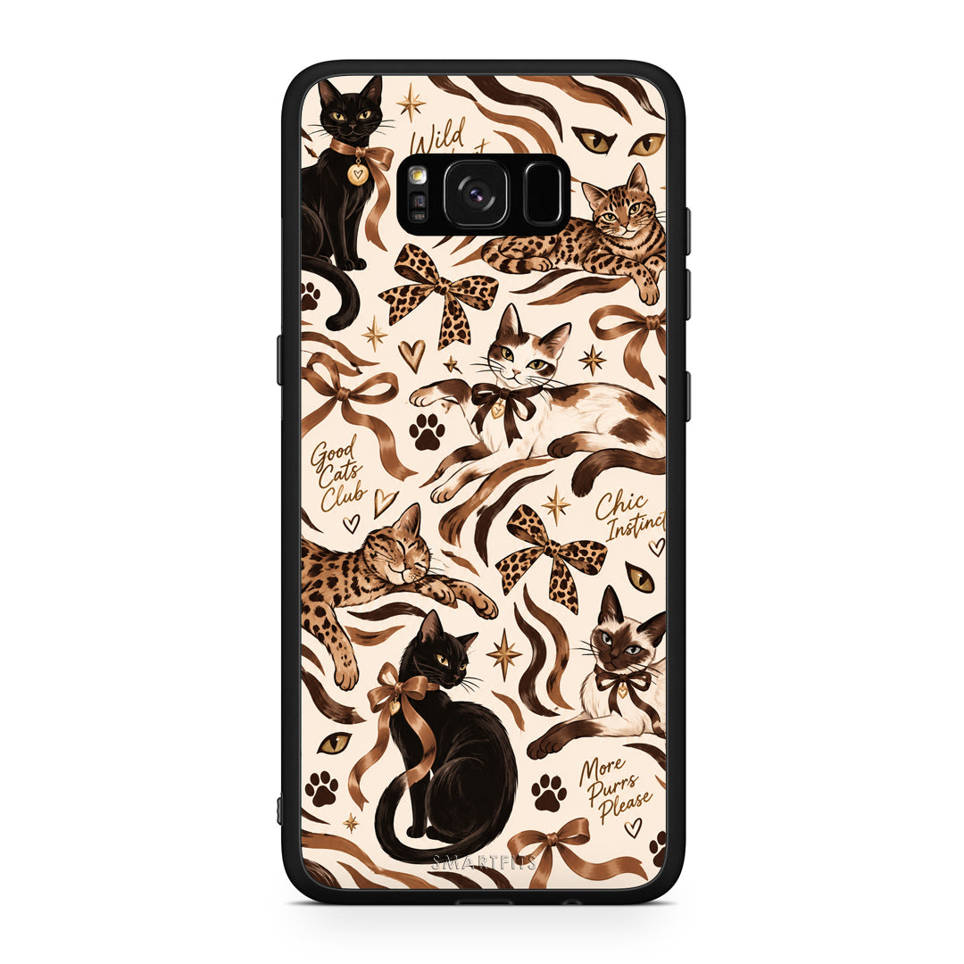 Θήκη Samsung Galaxy S8+ Wild Cats and Animal Print Collage από τη Smartfits με σχέδιο στο πίσω μέρος και μαύρο περίβλημα | Samsung Galaxy S8+ Wild Cats and Animal Print Collage case with colorful back and black bezels