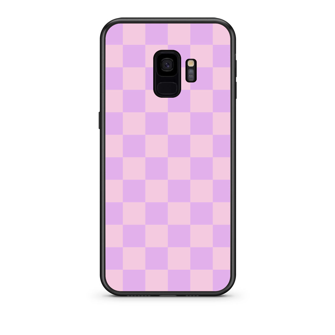 Θήκη Samsung Galaxy S9 Lavender and Pink Checkerboard από τη Smartfits με σχέδιο στο πίσω μέρος και μαύρο περίβλημα | Samsung Galaxy S9 Lavender and Pink Checkerboard case with colorful back and black bezels