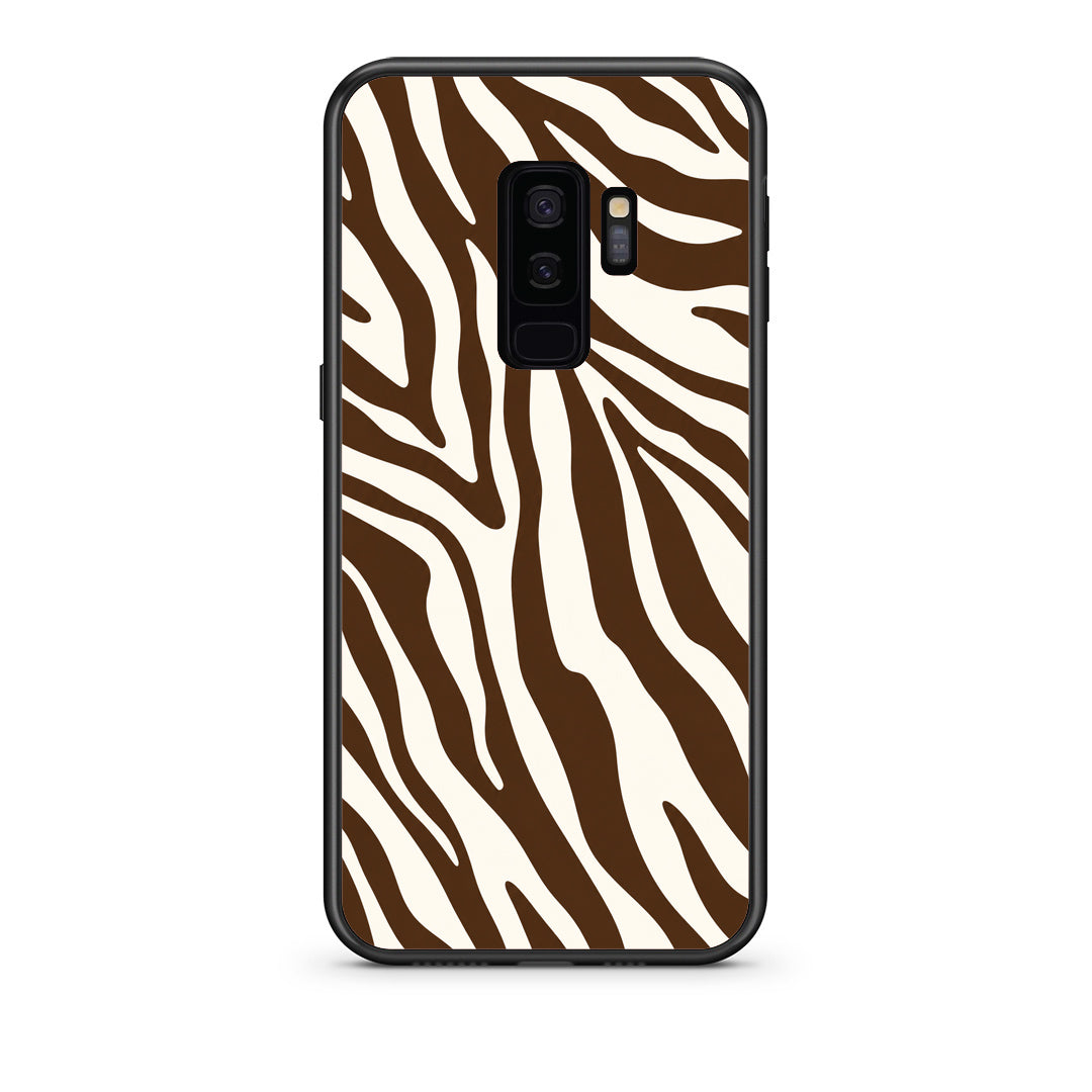 Θήκη Samsung Galaxy S9+ Brown and Cream Zebra Stripes από τη Smartfits με σχέδιο στο πίσω μέρος και μαύρο περίβλημα | Samsung Galaxy S9+ Brown and Cream Zebra Stripes case with colorful back and black bezels