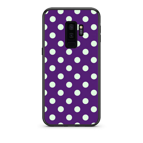 Θήκη Samsung Galaxy S9+ Mint Polka Dots on Purple από τη Smartfits με σχέδιο στο πίσω μέρος και μαύρο περίβλημα | Samsung Galaxy S9+ Mint Polka Dots on Purple case with colorful back and black bezels