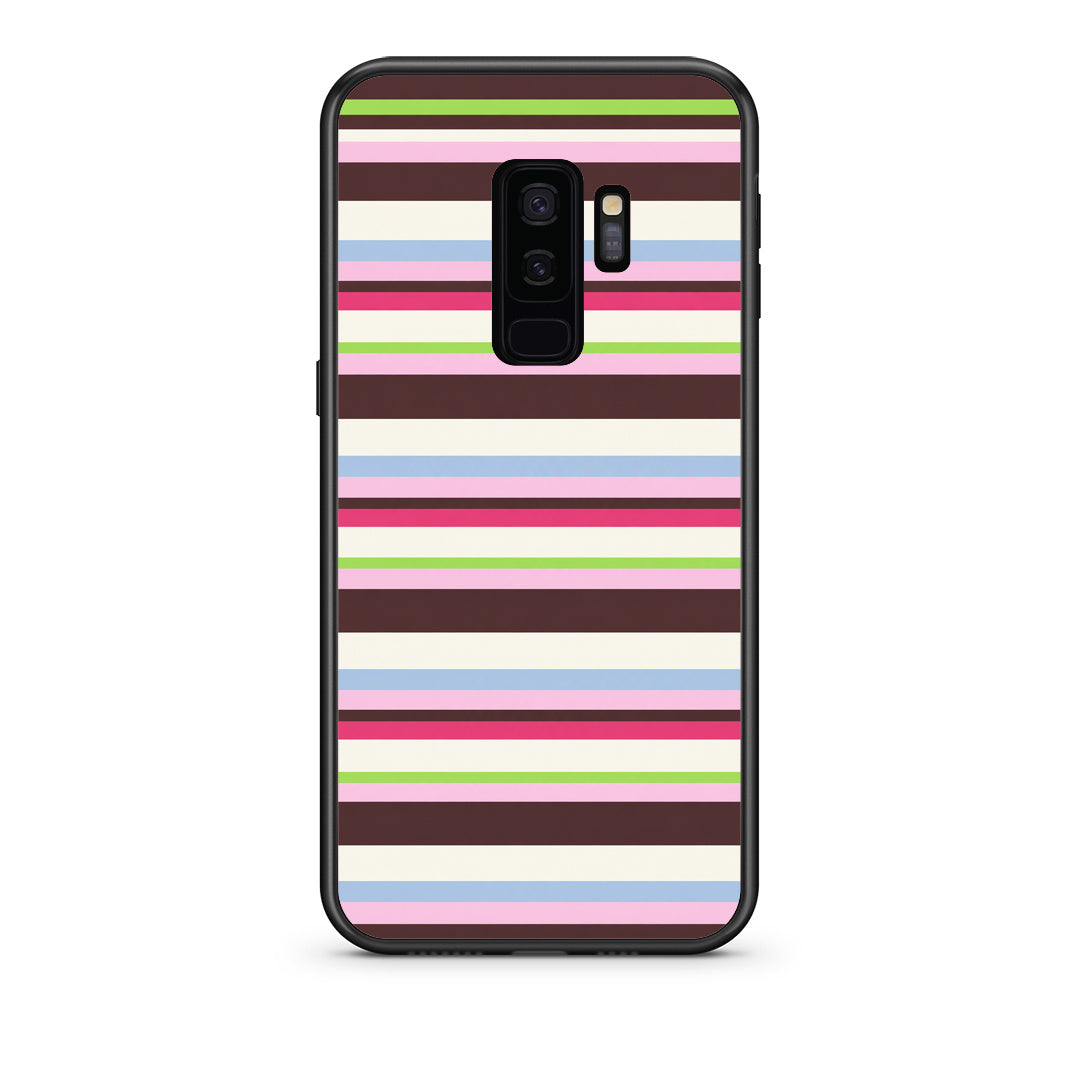 Θήκη Samsung Galaxy S9+ Multicolour Horizontal Stripes από τη Smartfits με σχέδιο στο πίσω μέρος και μαύρο περίβλημα | Samsung Galaxy S9+ Multicolour Horizontal Stripes case with colorful back and black bezels