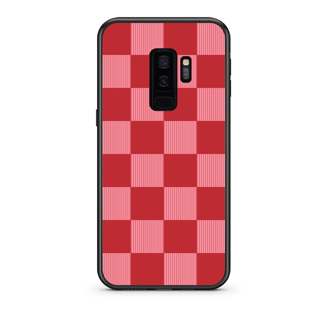Θήκη Samsung Galaxy S9+ Red and Pink Striped Checks από τη Smartfits με σχέδιο στο πίσω μέρος και μαύρο περίβλημα | Samsung Galaxy S9+ Red and Pink Striped Checks case with colorful back and black bezels