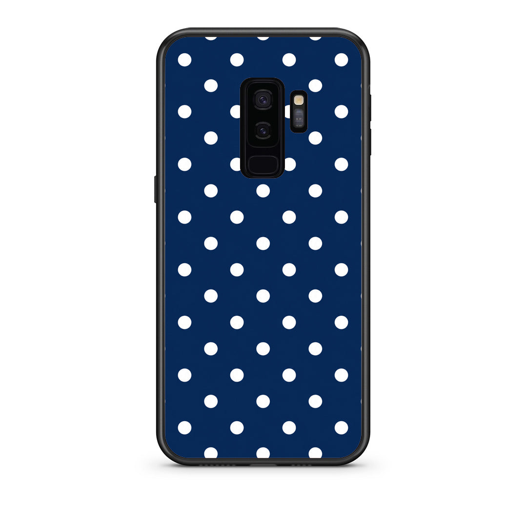 Θήκη Samsung Galaxy S9+ White Small Polka Dots on Navy από τη Smartfits με σχέδιο στο πίσω μέρος και μαύρο περίβλημα | Samsung Galaxy S9+ White Small Polka Dots on Navy case with colorful back and black bezels