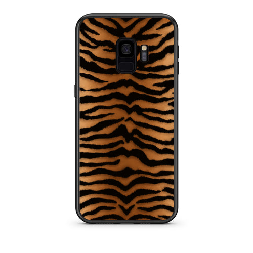 Θήκη Samsung Galaxy S9 Tiger Print Orange and Black από τη Smartfits με σχέδιο στο πίσω μέρος και μαύρο περίβλημα | Samsung Galaxy S9 Tiger Print Orange and Black case with colorful back and black bezels