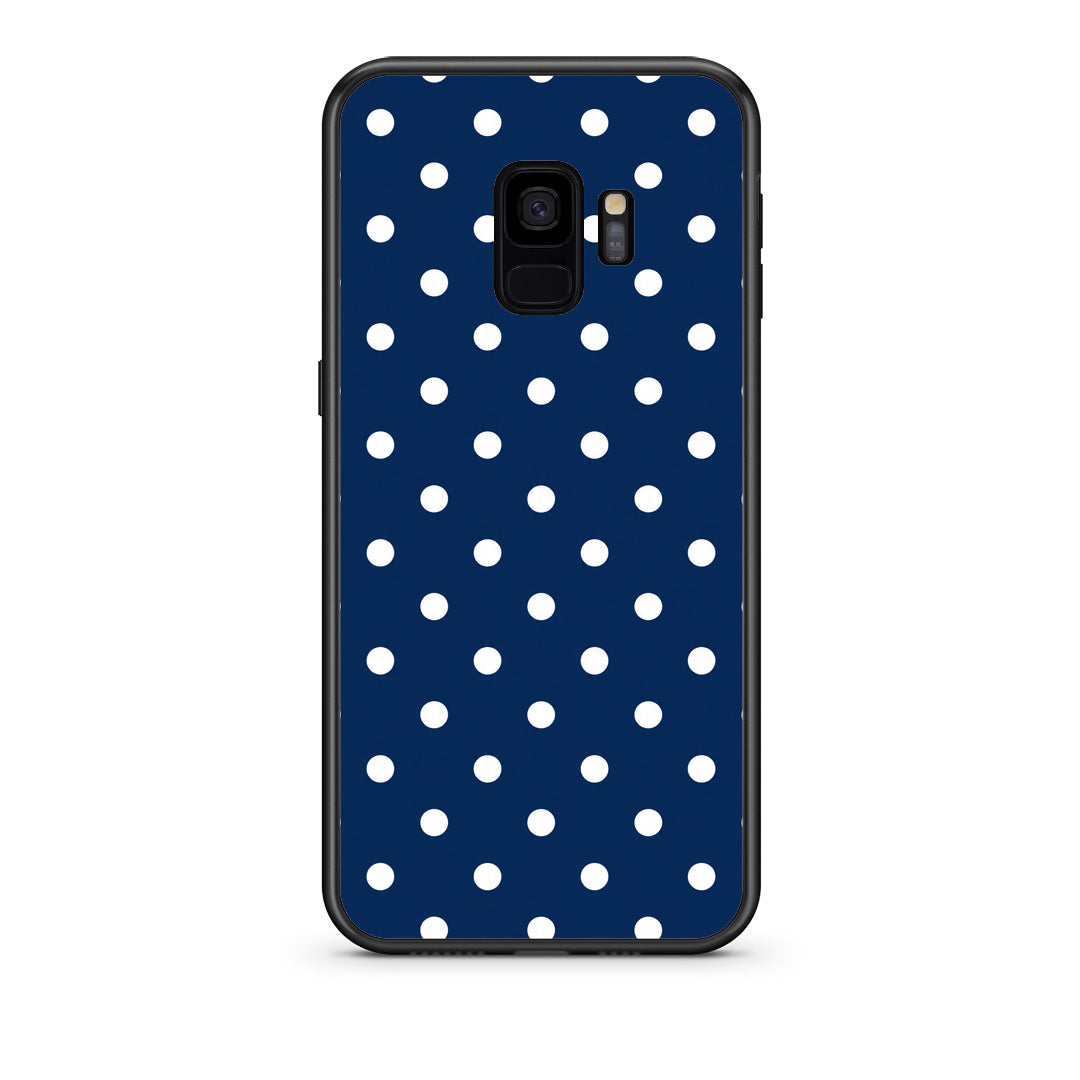Θήκη Samsung Galaxy S9 White Small Polka Dots on Navy από τη Smartfits με σχέδιο στο πίσω μέρος και μαύρο περίβλημα | Samsung Galaxy S9 White Small Polka Dots on Navy case with colorful back and black bezels