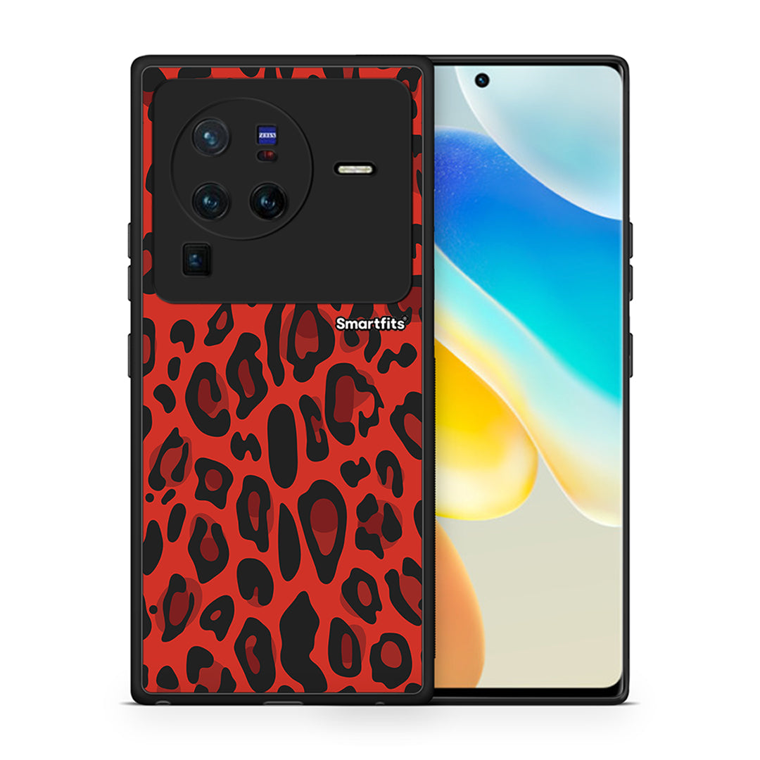 Θήκη Vivo X80 Pro 5G Red Leopard Animal από τη Smartfits με σχέδιο στο πίσω μέρος και μαύρο περίβλημα | Vivo X80 Pro 5G Red Leopard Animal case with colorful back and black bezels