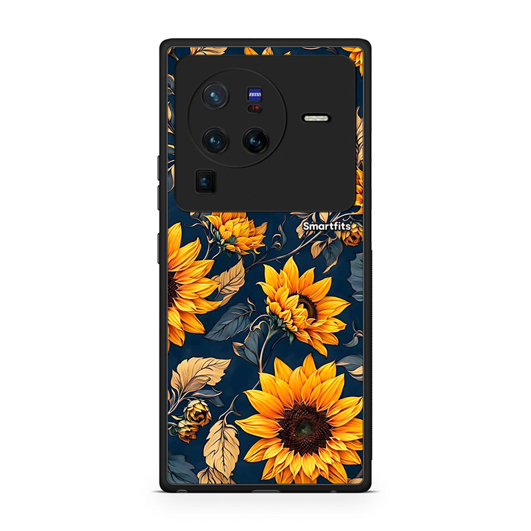 Vivo X80 Pro 5G Autumn Sunflowers Θήκη από τη Smartfits με σχέδιο στο πίσω μέρος και μαύρο περίβλημα | Smartphone case with colorful back and black bezels by Smartfits