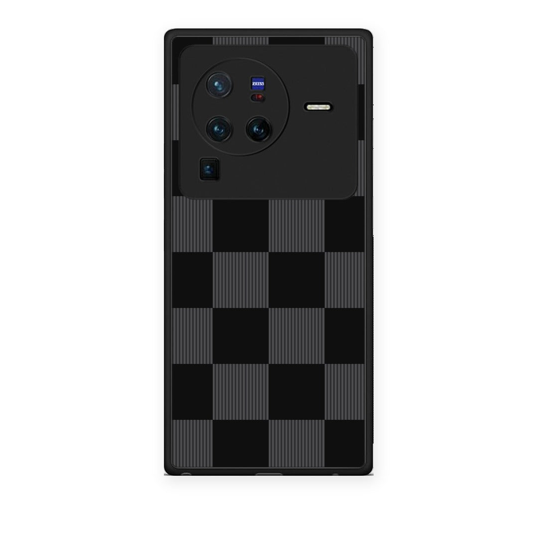 Θήκη Vivo X80 Pro 5G Black and Charcoal Striped Checks από τη Smartfits με σχέδιο στο πίσω μέρος και μαύρο περίβλημα | Vivo X80 Pro 5G Black and Charcoal Striped Checks case with colorful back and black bezels