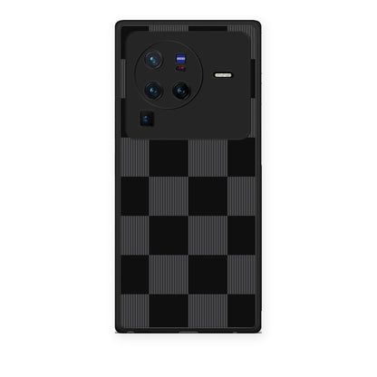 Θήκη Vivo X80 Pro 5G Black and Charcoal Striped Checks από τη Smartfits με σχέδιο στο πίσω μέρος και μαύρο περίβλημα | Vivo X80 Pro 5G Black and Charcoal Striped Checks case with colorful back and black bezels