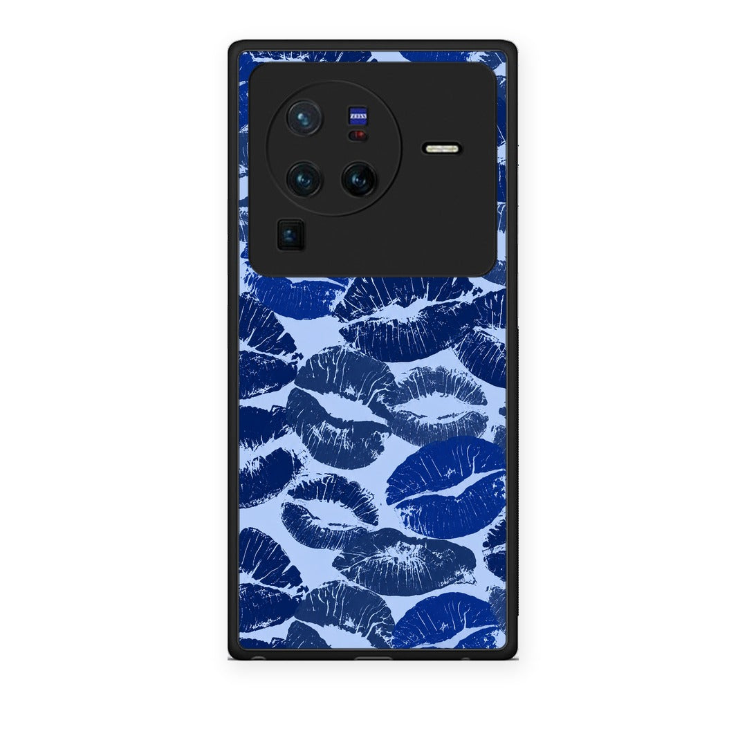 Θήκη Vivo X80 Pro 5G Blue Lipstick Kisses από τη Smartfits με σχέδιο στο πίσω μέρος και μαύρο περίβλημα | Vivo X80 Pro 5G Blue Lipstick Kisses case with colorful back and black bezels