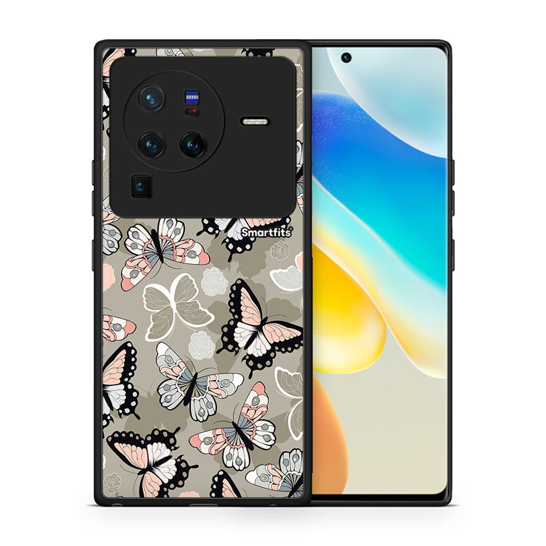 Θήκη Vivo X80 Pro 5G Butterflies Boho από τη Smartfits με σχέδιο στο πίσω μέρος και μαύρο περίβλημα | Vivo X80 Pro 5G Butterflies Boho case with colorful back and black bezels