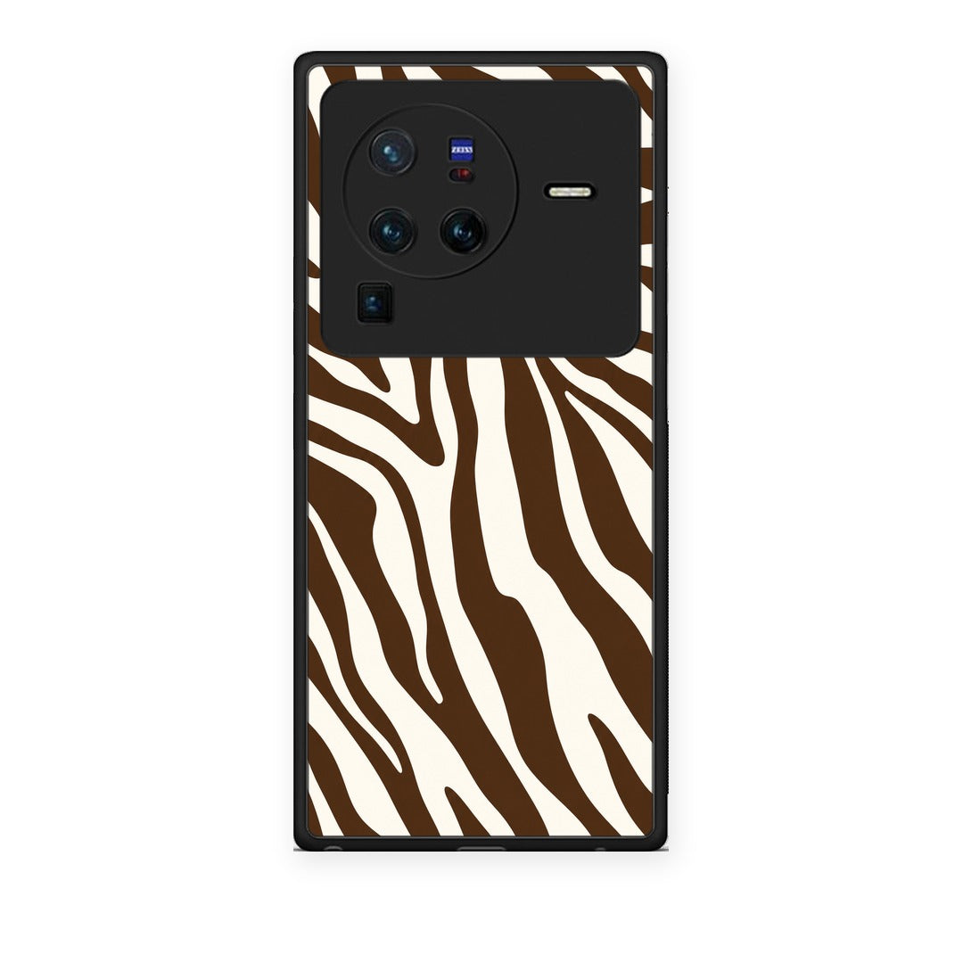 Θήκη Vivo X80 Pro 5G Brown and Cream Zebra Stripes από τη Smartfits με σχέδιο στο πίσω μέρος και μαύρο περίβλημα | Vivo X80 Pro 5G Brown and Cream Zebra Stripes case with colorful back and black bezels