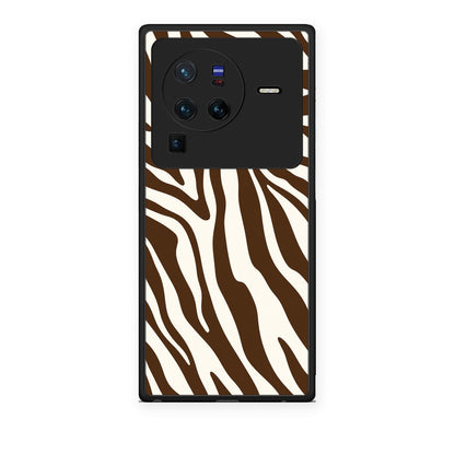 Θήκη Vivo X80 Pro 5G Brown and Cream Zebra Stripes από τη Smartfits με σχέδιο στο πίσω μέρος και μαύρο περίβλημα | Vivo X80 Pro 5G Brown and Cream Zebra Stripes case with colorful back and black bezels