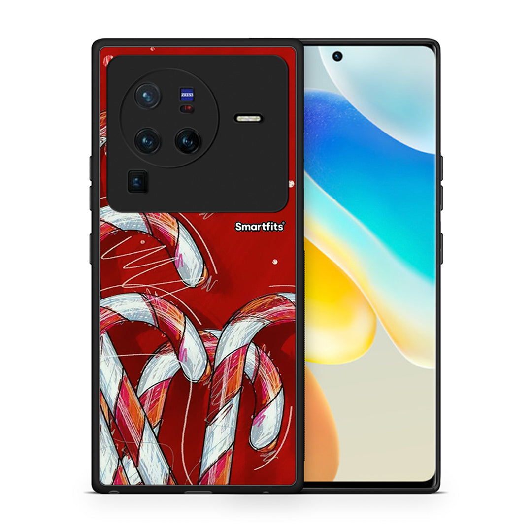 Θήκη Vivo X80 Pro 5G Candy Cane από τη Smartfits με σχέδιο στο πίσω μέρος και μαύρο περίβλημα | Vivo X80 Pro 5G Candy Cane case with colorful back and black bezels