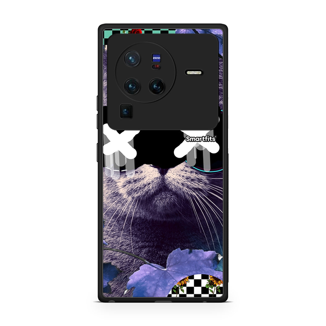 Vivo X80 Pro 5G Cat Collage θήκη από τη Smartfits με σχέδιο στο πίσω μέρος και μαύρο περίβλημα | Smartphone case with colorful back and black bezels by Smartfits