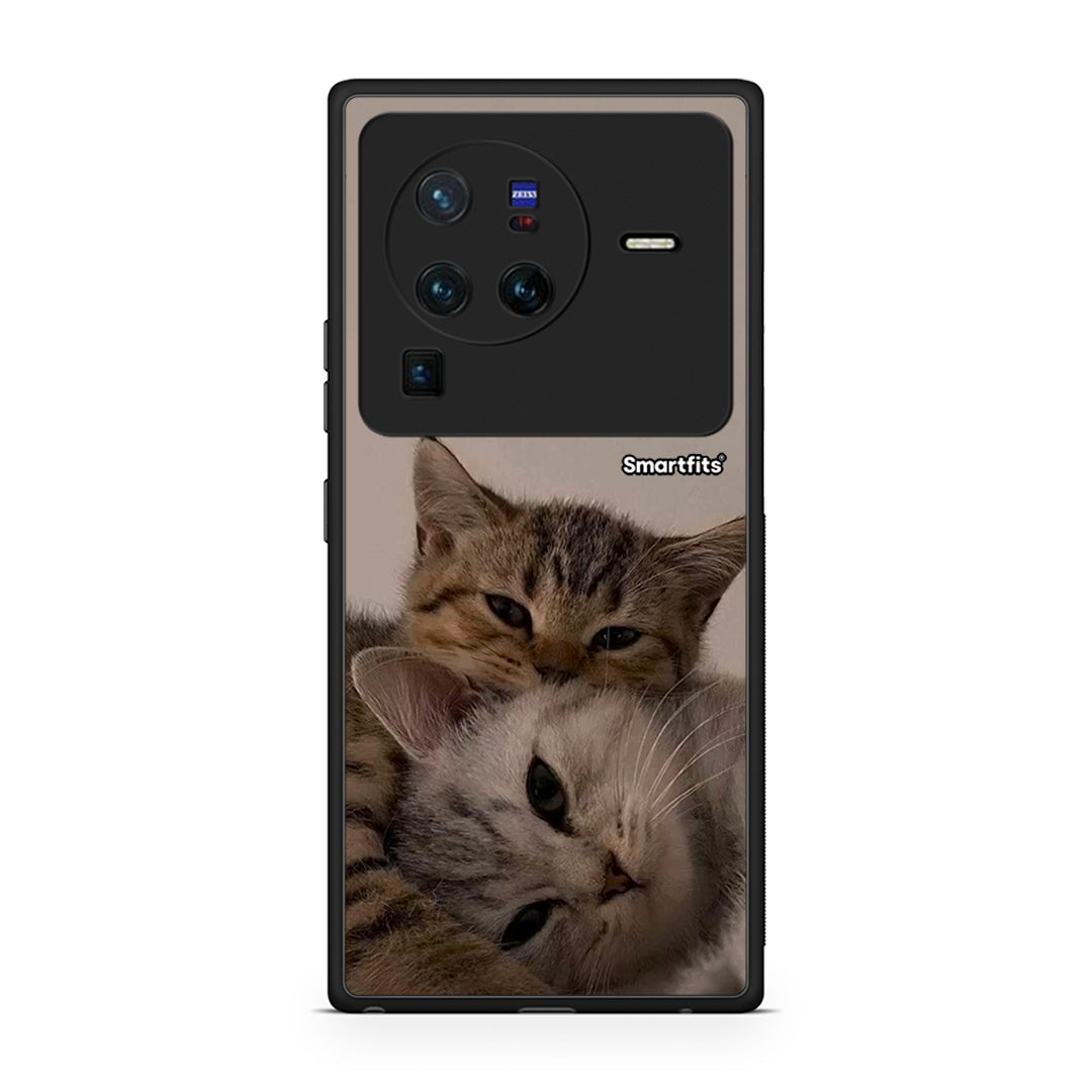 Vivo X80 Pro 5G Cats In Love Θήκη από τη Smartfits με σχέδιο στο πίσω μέρος και μαύρο περίβλημα | Smartphone case with colorful back and black bezels by Smartfits