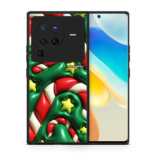 Θήκη Vivo X80 Pro 5G Christmas Bubbles από τη Smartfits με σχέδιο στο πίσω μέρος και μαύρο περίβλημα | Vivo X80 Pro 5G Christmas Bubbles case with colorful back and black bezels