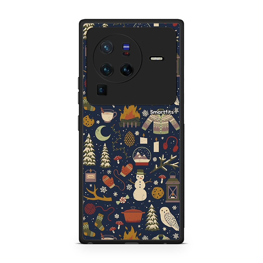 Vivo X80 Pro 5G Christmas Elements θήκη από τη Smartfits με σχέδιο στο πίσω μέρος και μαύρο περίβλημα | Smartphone case with colorful back and black bezels by Smartfits