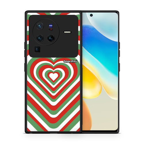 Θήκη Vivo X80 Pro 5G Christmas Hearts από τη Smartfits με σχέδιο στο πίσω μέρος και μαύρο περίβλημα | Vivo X80 Pro 5G Christmas Hearts case with colorful back and black bezels
