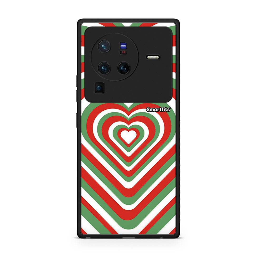 Vivo X80 Pro 5G Christmas Hearts θήκη από τη Smartfits με σχέδιο στο πίσω μέρος και μαύρο περίβλημα | Smartphone case with colorful back and black bezels by Smartfits