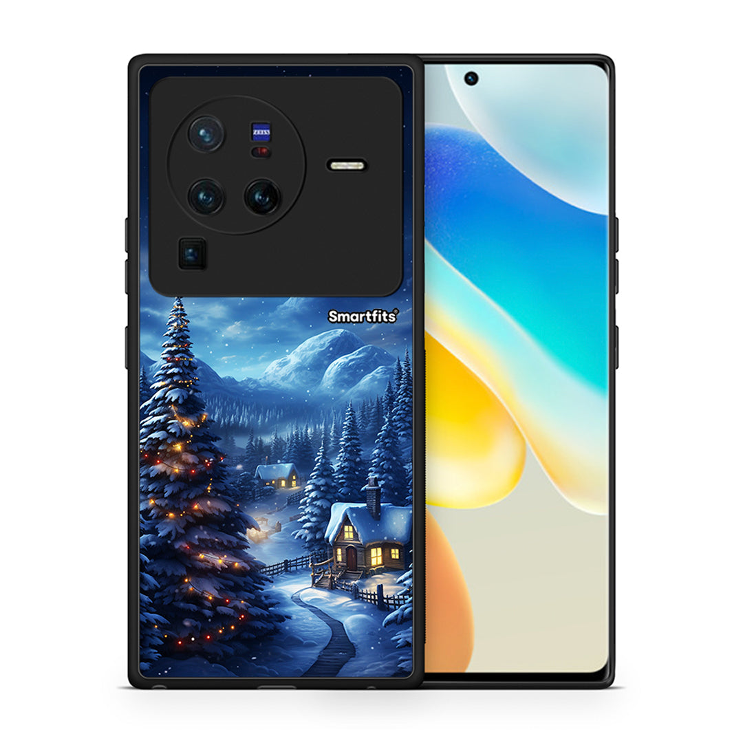 Θήκη Vivo X80 Pro 5G Christmas Scenery από τη Smartfits με σχέδιο στο πίσω μέρος και μαύρο περίβλημα | Vivo X80 Pro 5G Christmas Scenery case with colorful back and black bezels