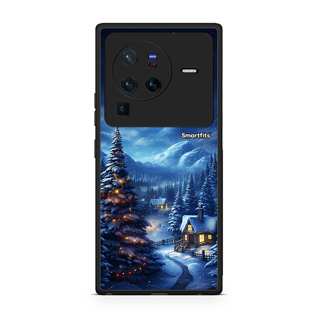 Vivo X80 Pro 5G Christmas Scenery θήκη από τη Smartfits με σχέδιο στο πίσω μέρος και μαύρο περίβλημα | Smartphone case with colorful back and black bezels by Smartfits