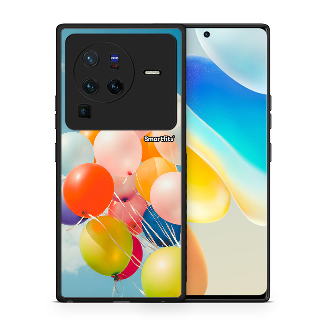 Θήκη Vivo X80 Pro 5G Colorful Balloons από τη Smartfits με σχέδιο στο πίσω μέρος και μαύρο περίβλημα | Vivo X80 Pro 5G Colorful Balloons case with colorful back and black bezels