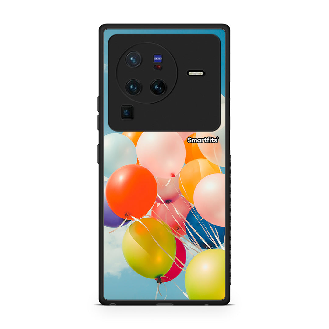 Vivo X80 Pro 5G Colorful Balloons θήκη από τη Smartfits με σχέδιο στο πίσω μέρος και μαύρο περίβλημα | Smartphone case with colorful back and black bezels by Smartfits