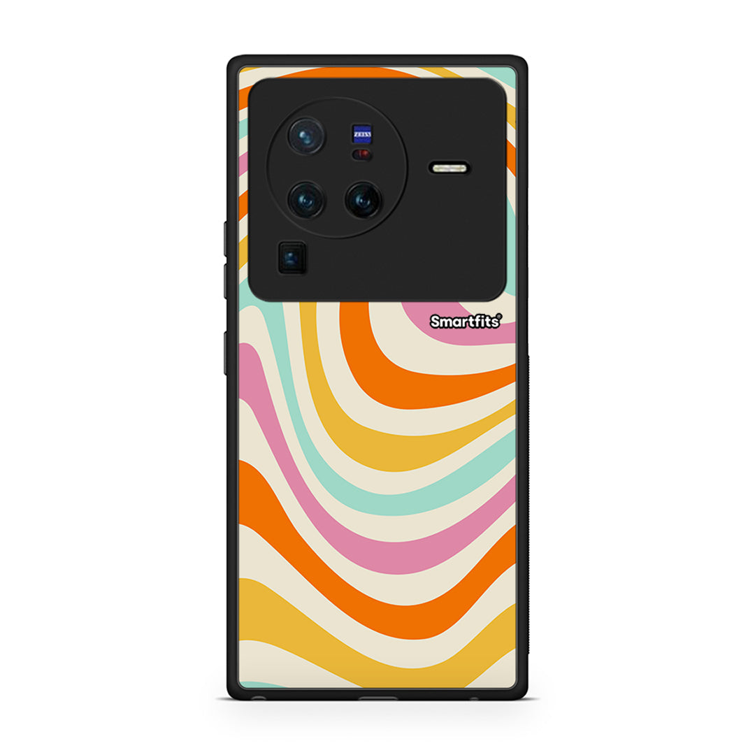 Vivo X80 Pro 5G Colourful Waves θήκη από τη Smartfits με σχέδιο στο πίσω μέρος και μαύρο περίβλημα | Smartphone case with colorful back and black bezels by Smartfits