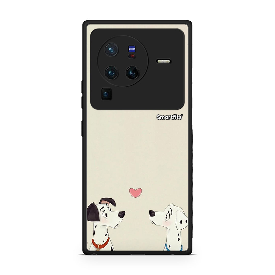 Vivo X80 Pro 5G Dalmatians Love θήκη από τη Smartfits με σχέδιο στο πίσω μέρος και μαύρο περίβλημα | Smartphone case with colorful back and black bezels by Smartfits