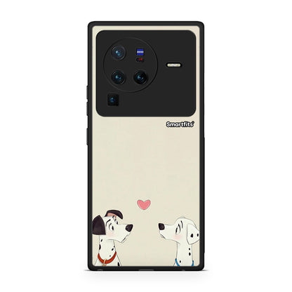Vivo X80 Pro 5G Dalmatians Love θήκη από τη Smartfits με σχέδιο στο πίσω μέρος και μαύρο περίβλημα | Smartphone case with colorful back and black bezels by Smartfits