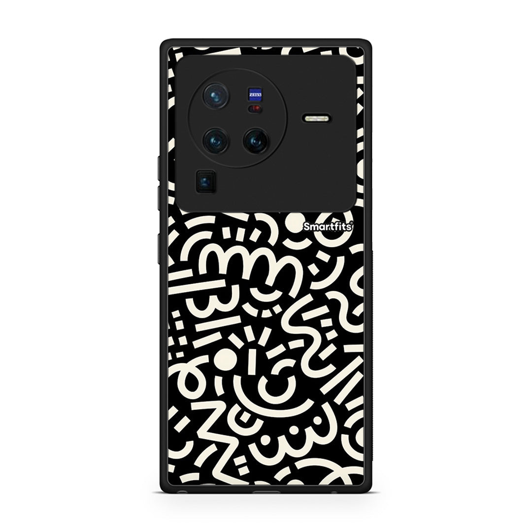 Vivo X80 Pro 5G Doodle Art Θήκη από τη Smartfits με σχέδιο στο πίσω μέρος και μαύρο περίβλημα | Smartphone case with colorful back and black bezels by Smartfits