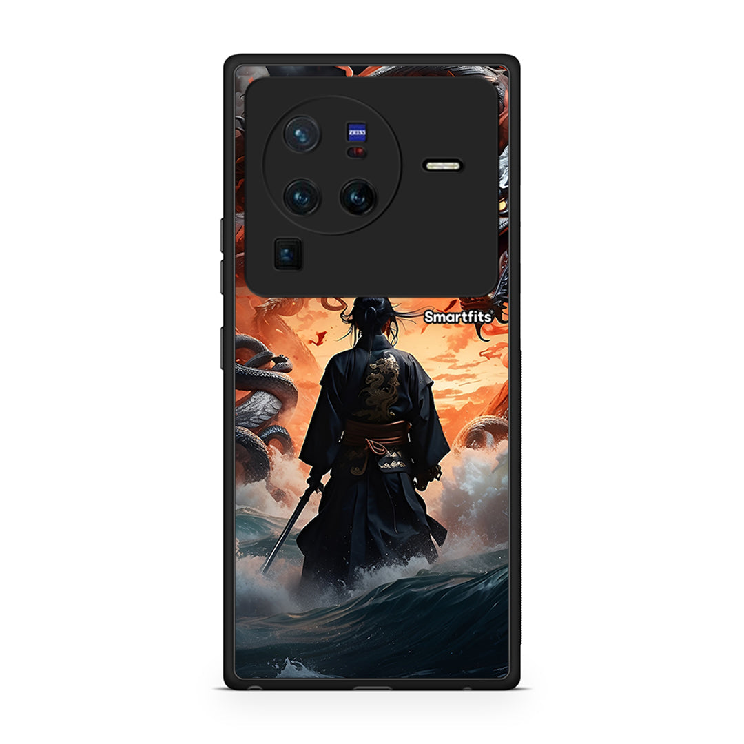 Vivo X80 Pro 5G Dragons Fight θήκη από τη Smartfits με σχέδιο στο πίσω μέρος και μαύρο περίβλημα | Smartphone case with colorful back and black bezels by Smartfits