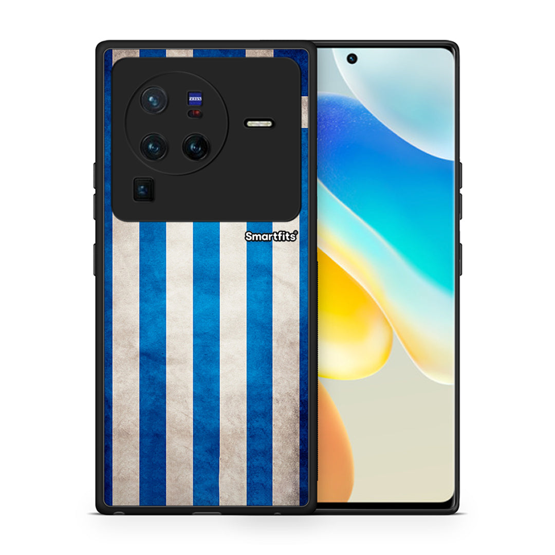 Θήκη Vivo X80 Pro 5G Greek Flag από τη Smartfits με σχέδιο στο πίσω μέρος και μαύρο περίβλημα | Vivo X80 Pro 5G Greek Flag case with colorful back and black bezels