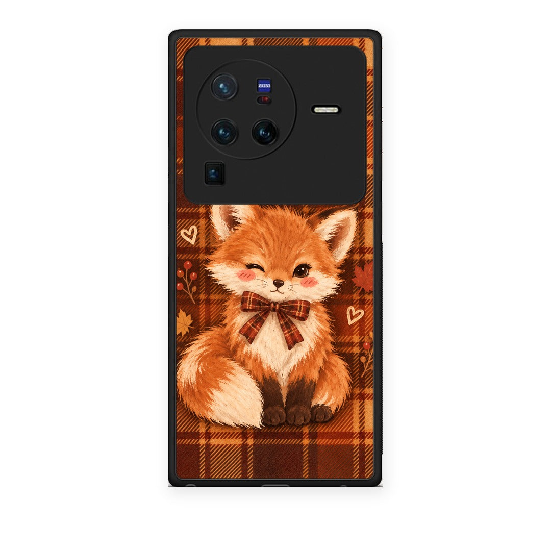 Θήκη Vivo X80 Pro 5G Fox on Autumn Tartan από τη Smartfits με σχέδιο στο πίσω μέρος και μαύρο περίβλημα | Vivo X80 Pro 5G Fox on Autumn Tartan case with colorful back and black bezels