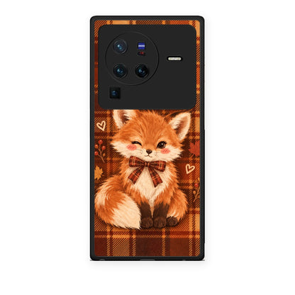 Θήκη Vivo X80 Pro 5G Fox on Autumn Tartan από τη Smartfits με σχέδιο στο πίσω μέρος και μαύρο περίβλημα | Vivo X80 Pro 5G Fox on Autumn Tartan case with colorful back and black bezels