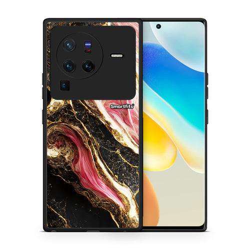 Θήκη Vivo X80 Pro 5G Glamorous Pink Marble από τη Smartfits με σχέδιο στο πίσω μέρος και μαύρο περίβλημα | Vivo X80 Pro 5G Glamorous Pink Marble case with colorful back and black bezels