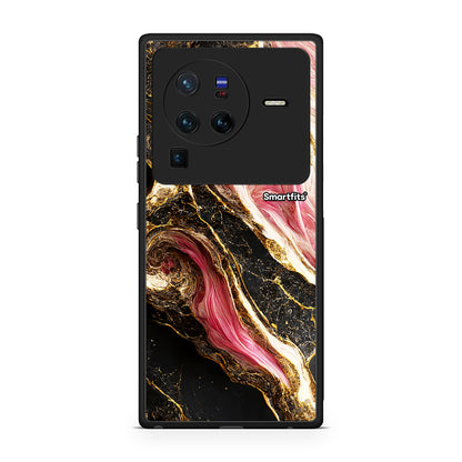 Vivo X80 Pro 5G Glamorous Pink Marble θήκη από τη Smartfits με σχέδιο στο πίσω μέρος και μαύρο περίβλημα | Smartphone case with colorful back and black bezels by Smartfits