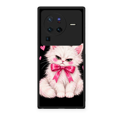 Θήκη Vivo X80 Pro 5G Grumpy Party Kitten on Black από τη Smartfits με σχέδιο στο πίσω μέρος και μαύρο περίβλημα | Vivo X80 Pro 5G Grumpy Party Kitten on Black case with colorful back and black bezels