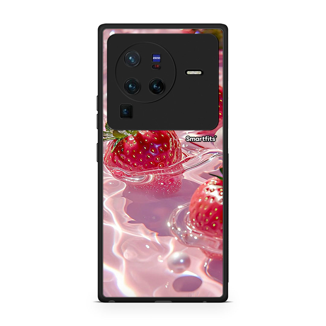 Vivo X80 Pro 5G Juicy Strawberries θήκη από τη Smartfits με σχέδιο στο πίσω μέρος και μαύρο περίβλημα | Smartphone case with colorful back and black bezels by Smartfits