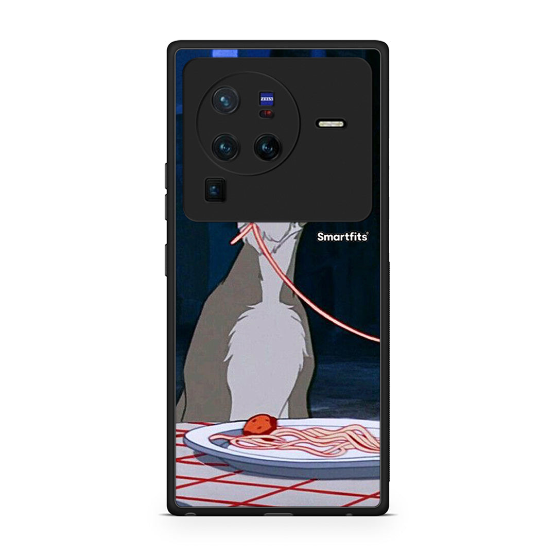 Vivo X80 Pro 5G Lady And Tramp 1 Θήκη Αγίου Βαλεντίνου από τη Smartfits με σχέδιο στο πίσω μέρος και μαύρο περίβλημα | Smartphone case with colorful back and black bezels by Smartfits