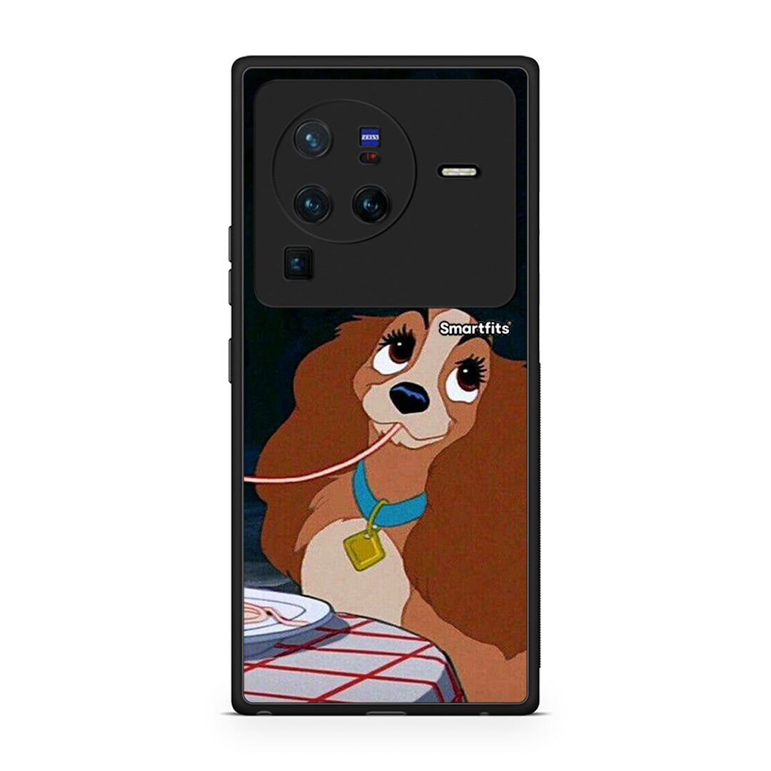 Vivo X80 Pro 5G Lady And Tramp 2 Θήκη Αγίου Βαλεντίνου από τη Smartfits με σχέδιο στο πίσω μέρος και μαύρο περίβλημα | Smartphone case with colorful back and black bezels by Smartfits