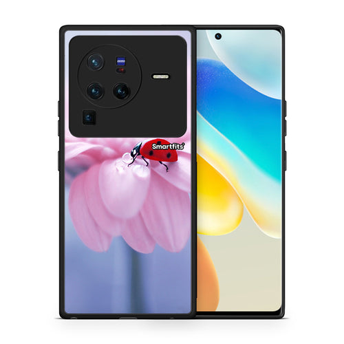 Θήκη Vivo X80 Pro 5G Ladybug Flower από τη Smartfits με σχέδιο στο πίσω μέρος και μαύρο περίβλημα | Vivo X80 Pro 5G Ladybug Flower case with colorful back and black bezels