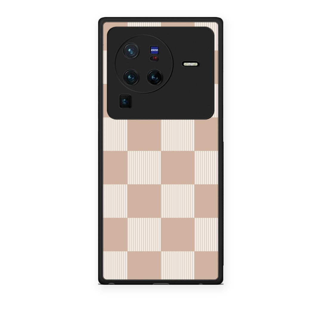 Θήκη Vivo X80 Pro 5G Latte and Cream Striped Checks από τη Smartfits με σχέδιο στο πίσω μέρος και μαύρο περίβλημα | Vivo X80 Pro 5G Latte and Cream Striped Checks case with colorful back and black bezels